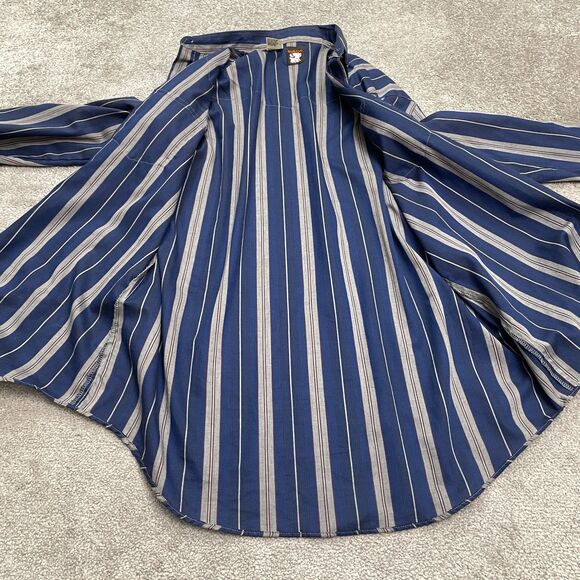 Karman Vintage Western Pearl Snap Button Down Shirt Mens XL Blue Gray Striped - Picture 3 of 15